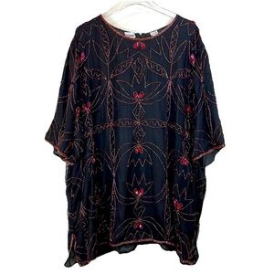 VTG CHANNA 100% Silk Beaded‎ Sequin Cocktail Evening Formal Top New Years Eve 6X